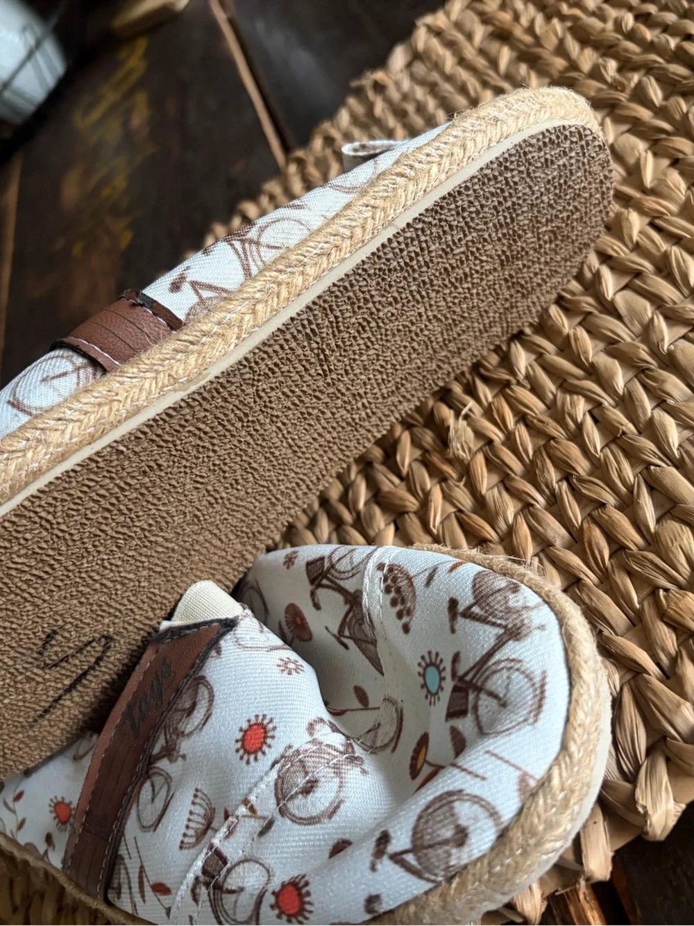 Tags Espadrille Slip on Shoes in with Bicycle Print Artisan Made